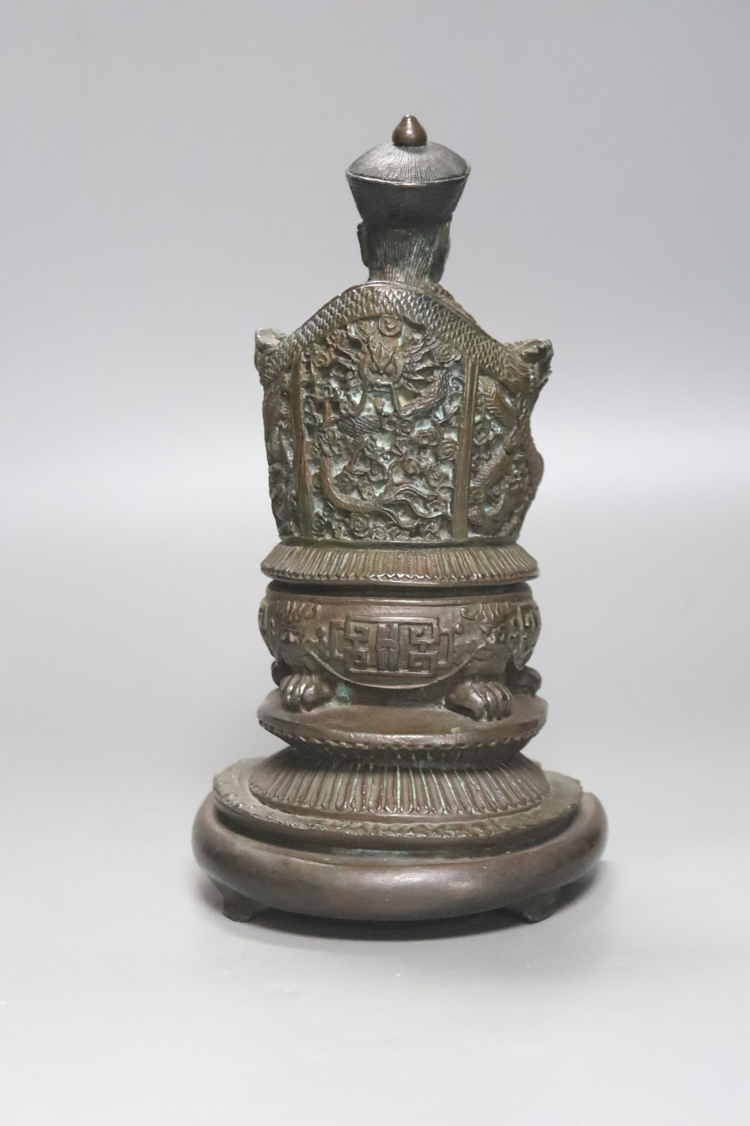 A Chinese bronze figure of an Emperor, height 21cm